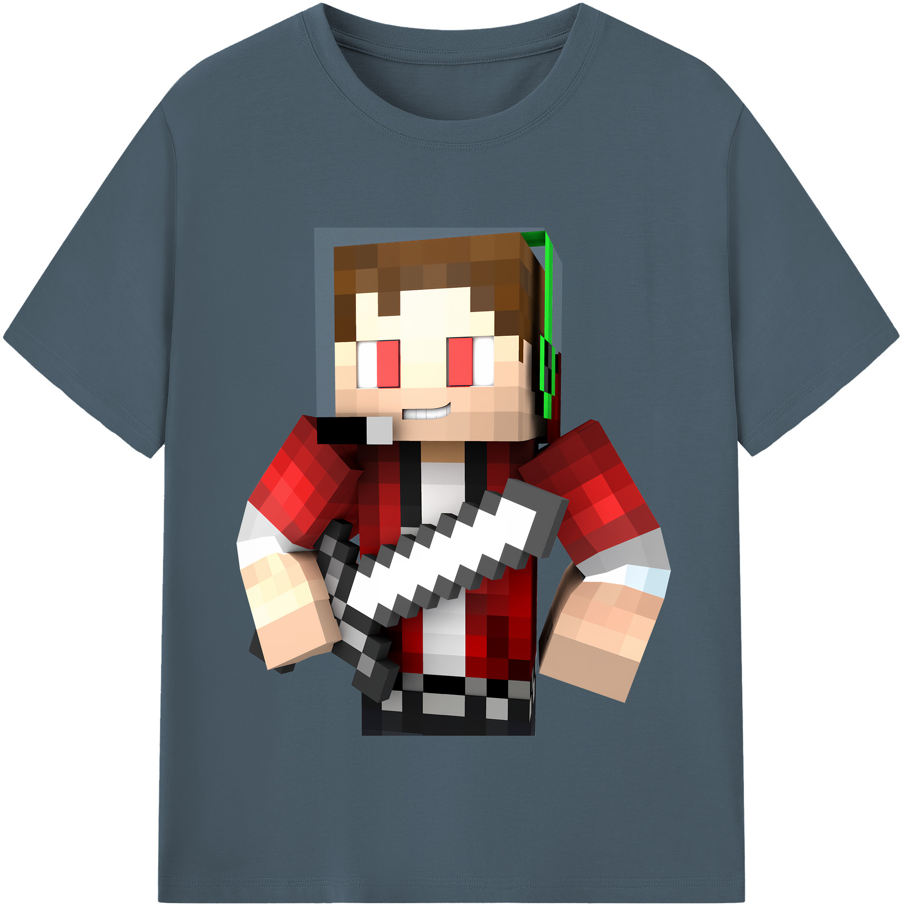 （画像用） マインクラフト ブロックの世界 Minecraft MC Block world 綿100％半袖Tシャツ（フロントプリント）